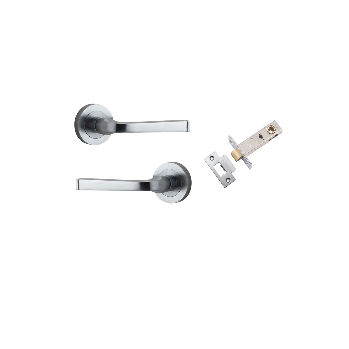 0325KPASS60 - Annecy Lever - Round Rose Passage Kit - Brushed Chrome - Passage