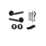 0343KENTR60KT - Berlin Lever - Round Rose Entrance Kit with High Security Lock - Matt Black - Entrance