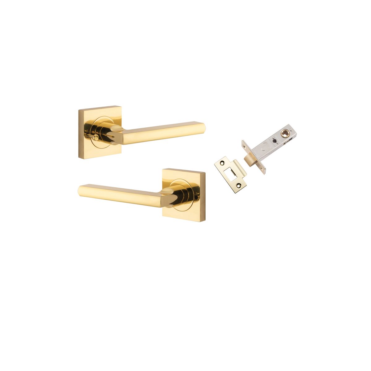 0270KIBPRIV60 - Baltimore Lever - Square Rose (Inbuilt Privacy) - Polished Brass - Privacy