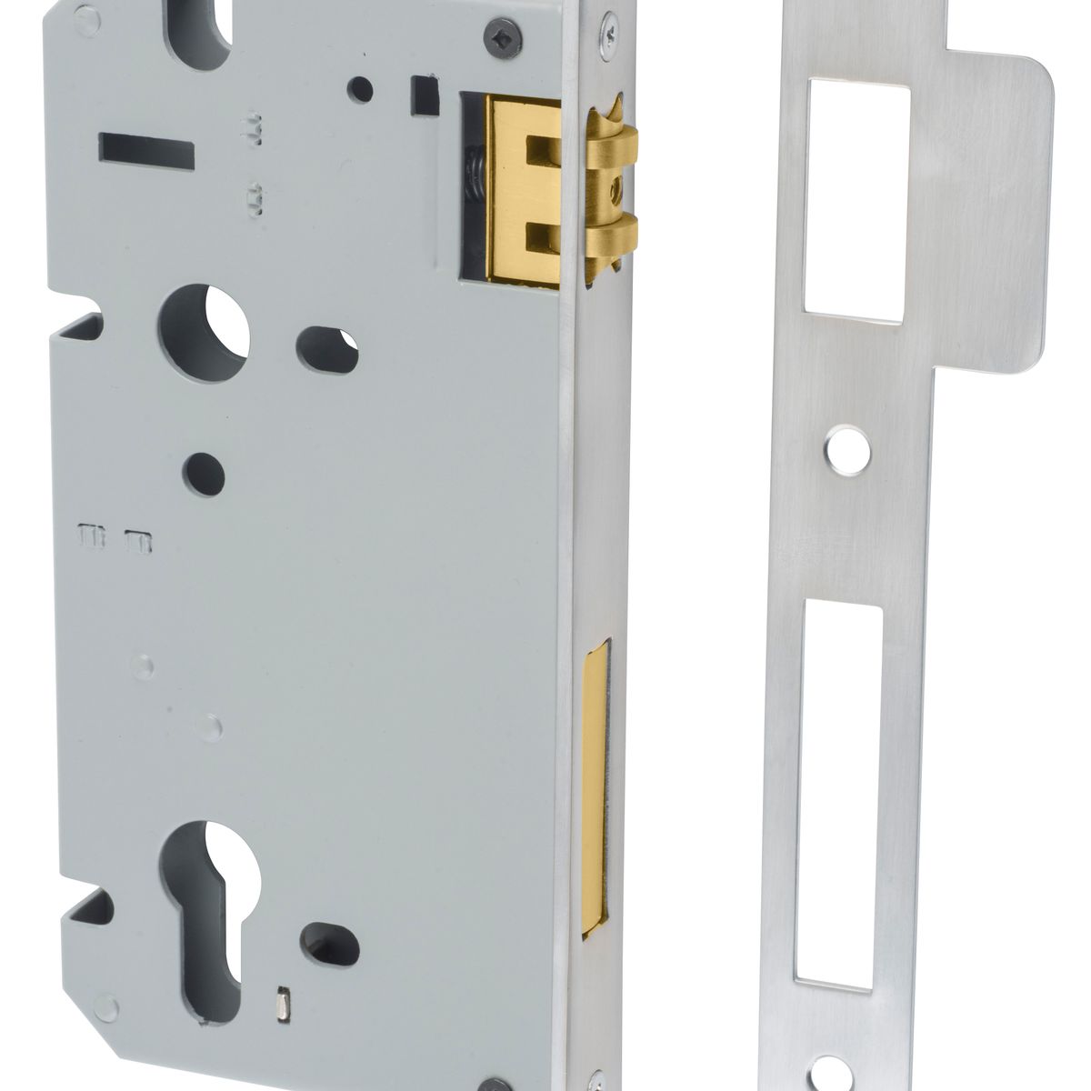 6063 - 85mm Euro Roller Mortice Lock - 60mm Backset - Brushed Chrome