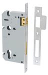 6063 - 85mm Euro Roller Mortice Lock - 60mm Backset - Brushed Chrome