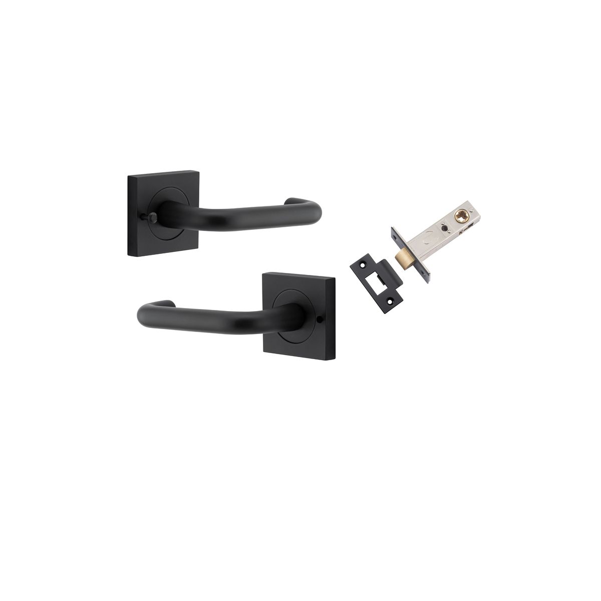 20363KIBPRIV60 - Oslo Lever - Square Rose (Inbuilt Privacy) - Matt Black - Privacy