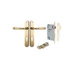 10230KENTR60KT - Verona Lever - Oval Backplate Entrance Kit with High Security Lock - Polished Brass - Entrance