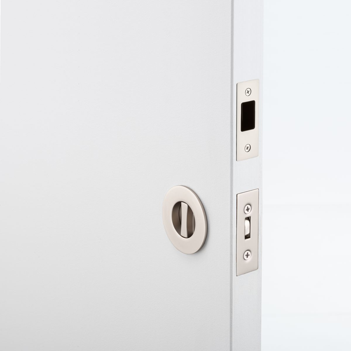 21439 - Round Sliding Door Pull Privacy Kit with Inbuilt Privacy Turn - Satin Nickel - Privacy