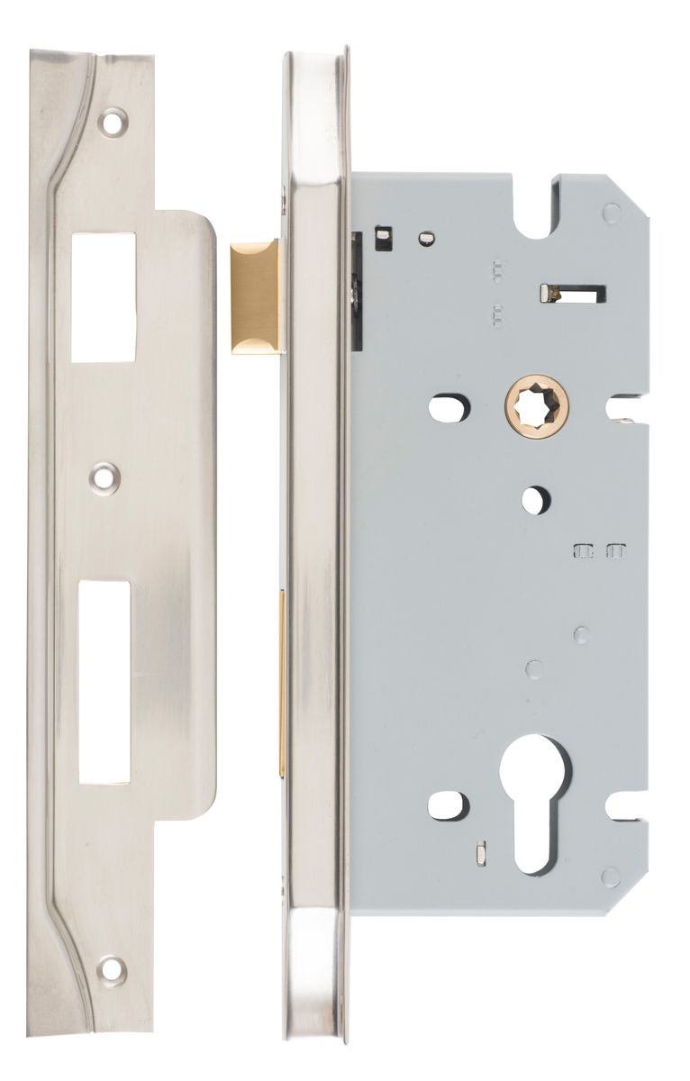 6101 - Rebated 85mm Euro Mortice Locks - 60mm Backset - Satin Nickel