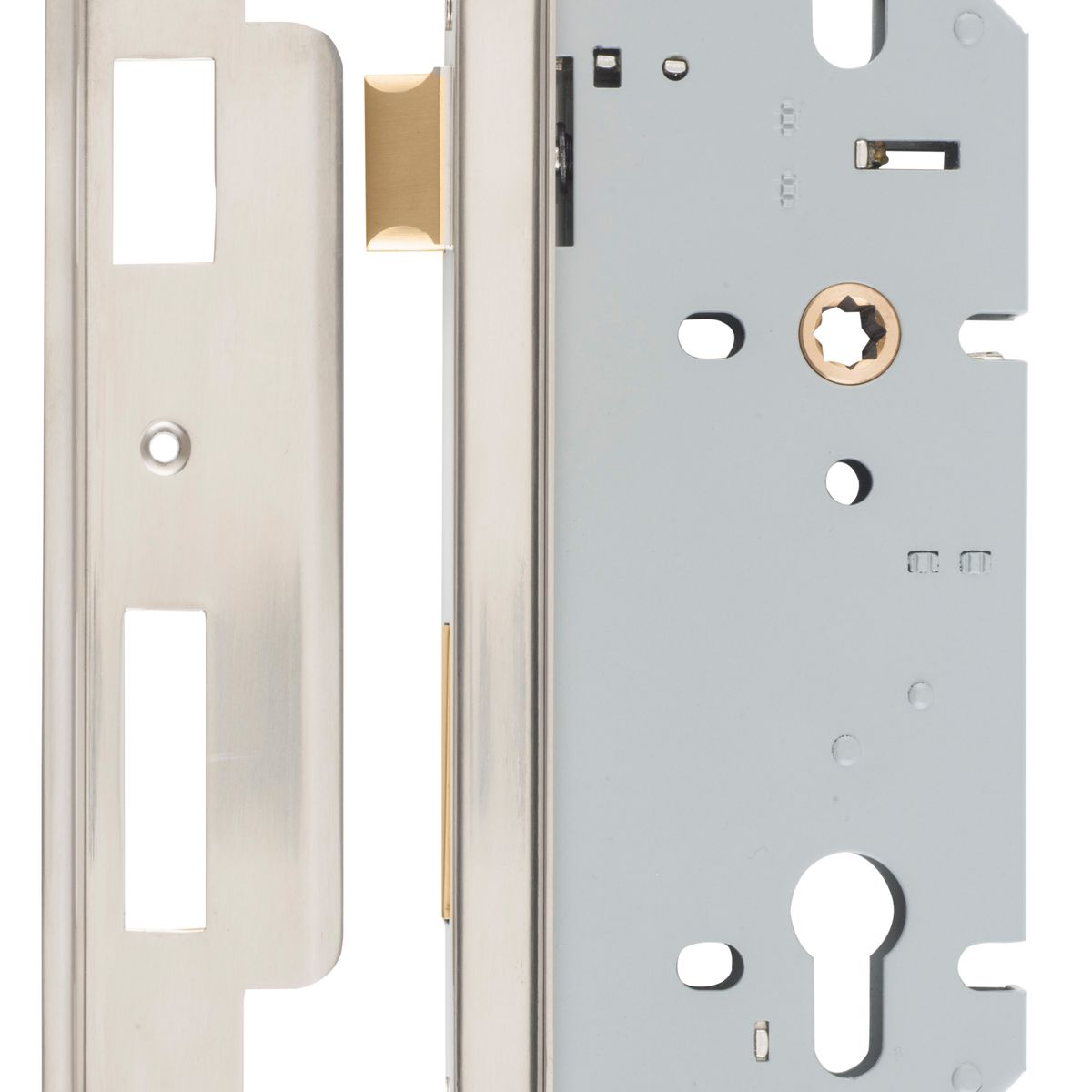 6101 - Rebated 85mm Euro Mortice Locks - 60mm Backset - Satin Nickel
