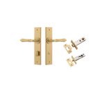 15780KPRIV60 - Sarlat Lever - Chamfered Backplate Privacy Kit with Privacy Turn - Brushed Brass - Privacy