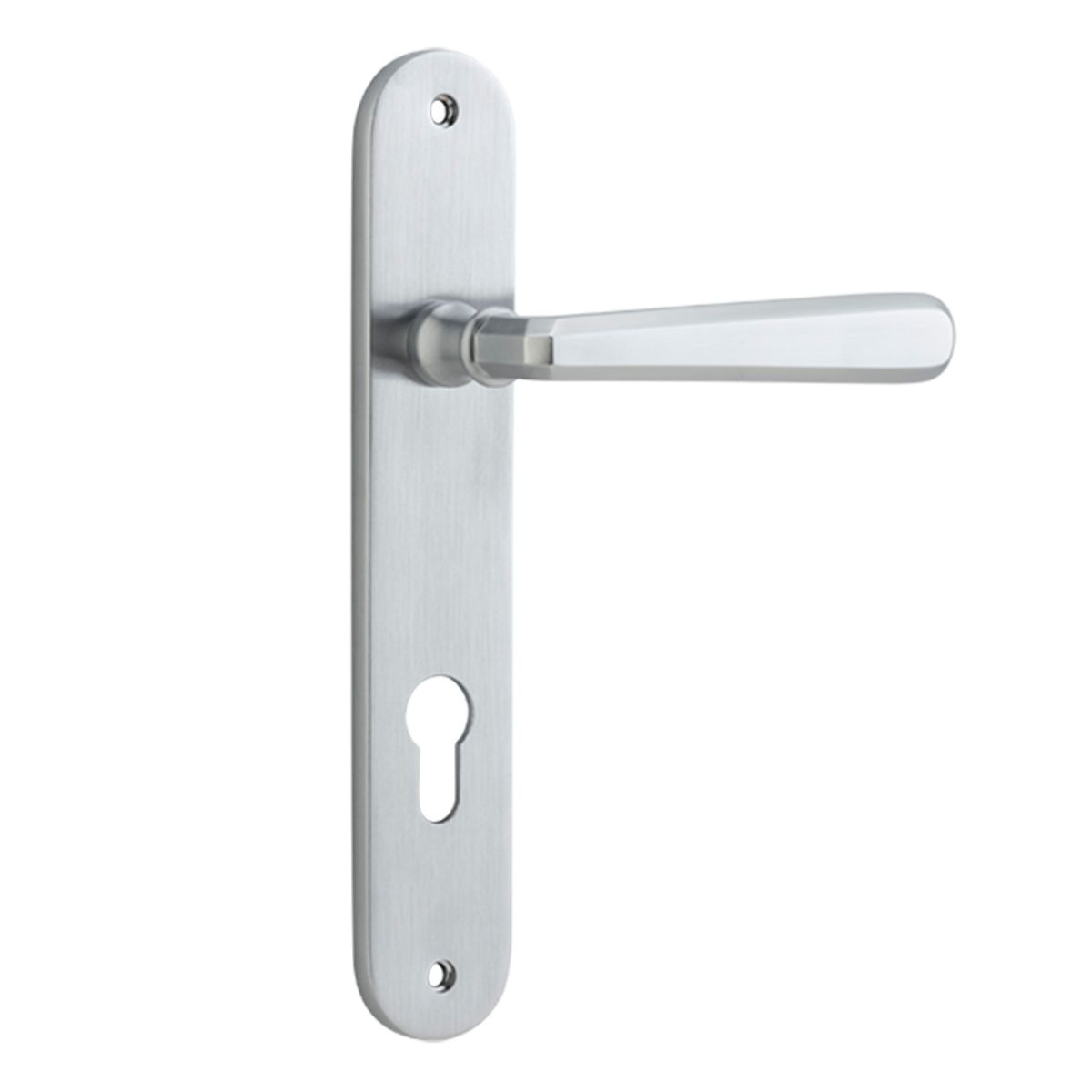 12376E85 - Copenhagen Lever - Oval Backplate - Brushed Chrome - Entrance