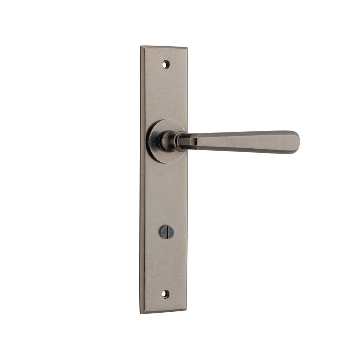 13880P85 - Copenhagen Lever - Chamfered Backplate - Distressed Nickel - Privacy