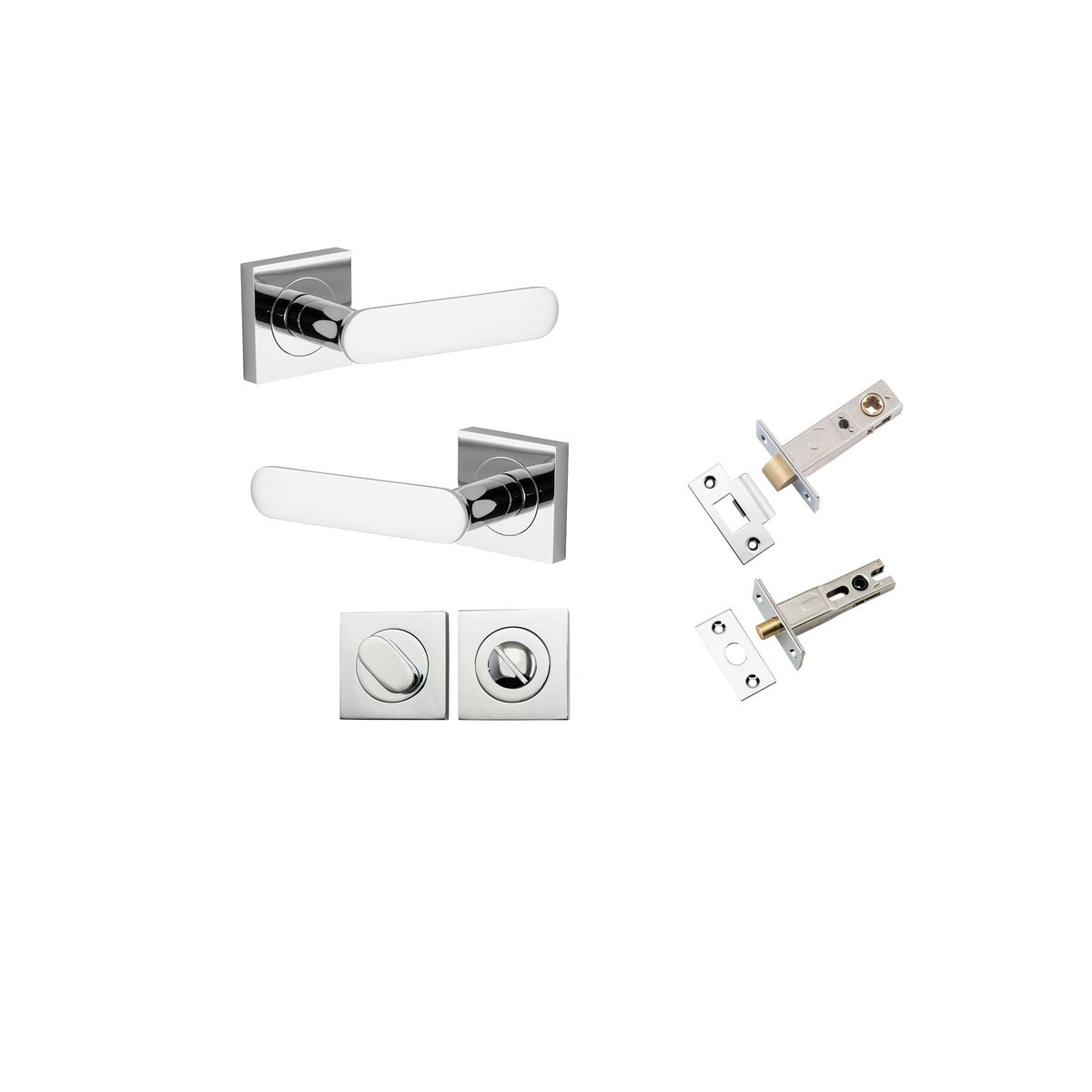 0404KPRIV60 - Bronte Lever - Square Rose Privacy Kit with Privacy Turn with Separate Privacy Turn - Polished Chrome - Privacy