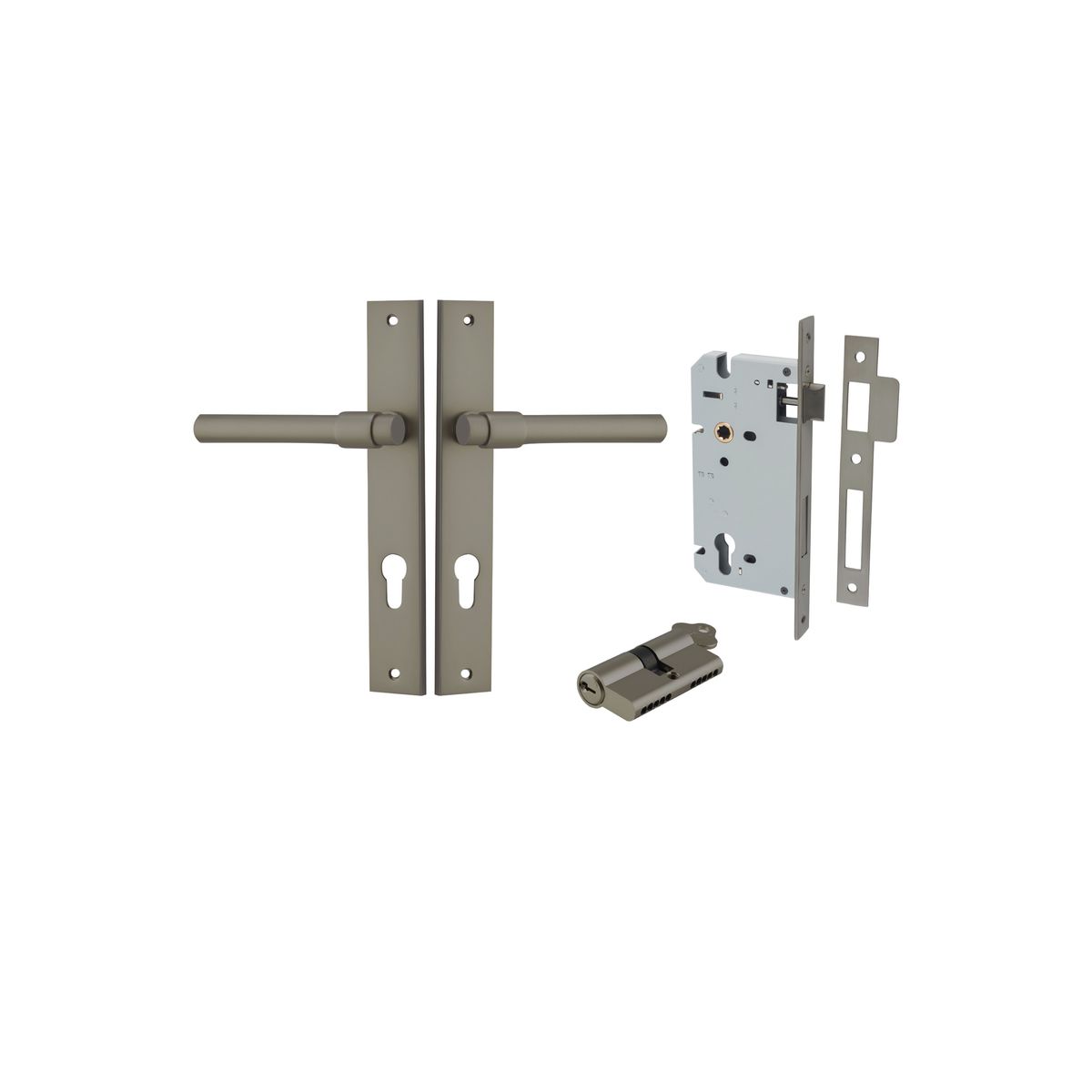 16796KENTR60KK - Helsinki Lever - Rectangular Backplate Entrance Kit with High Security Lock - Graphite PVD - Entrance