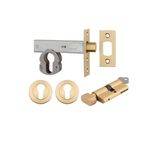22160K60KTER - Euro Mortice Deadbolt Kit - 60mm Backset with Round Euro Escutcheon Key/Thumb - Brushed Gold PVD - Entrance
