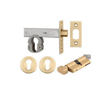 Euro Mortice Deadbolt Kit - 60mm Backset with Round Euro Escutcheon Key/Thumb