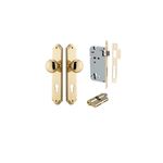 10328KENTR60KK - Cambridge Knob - Shouldered Backplate Entrance Kit with High Security Lock - Polished Brass - Entrance