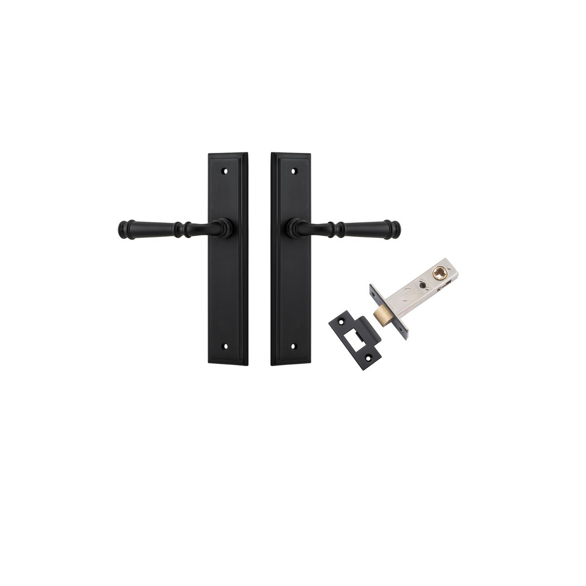 12742KPASS60 - Verona Lever - Stepped Backplate Passage Kit - Matt Black - Passage