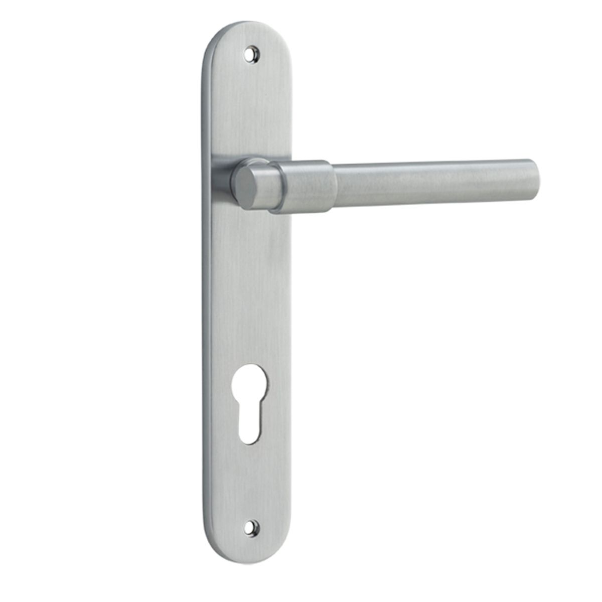 12400E85 - Helsinki Lever - Oval Backplate - Brushed Chrome - Entrance