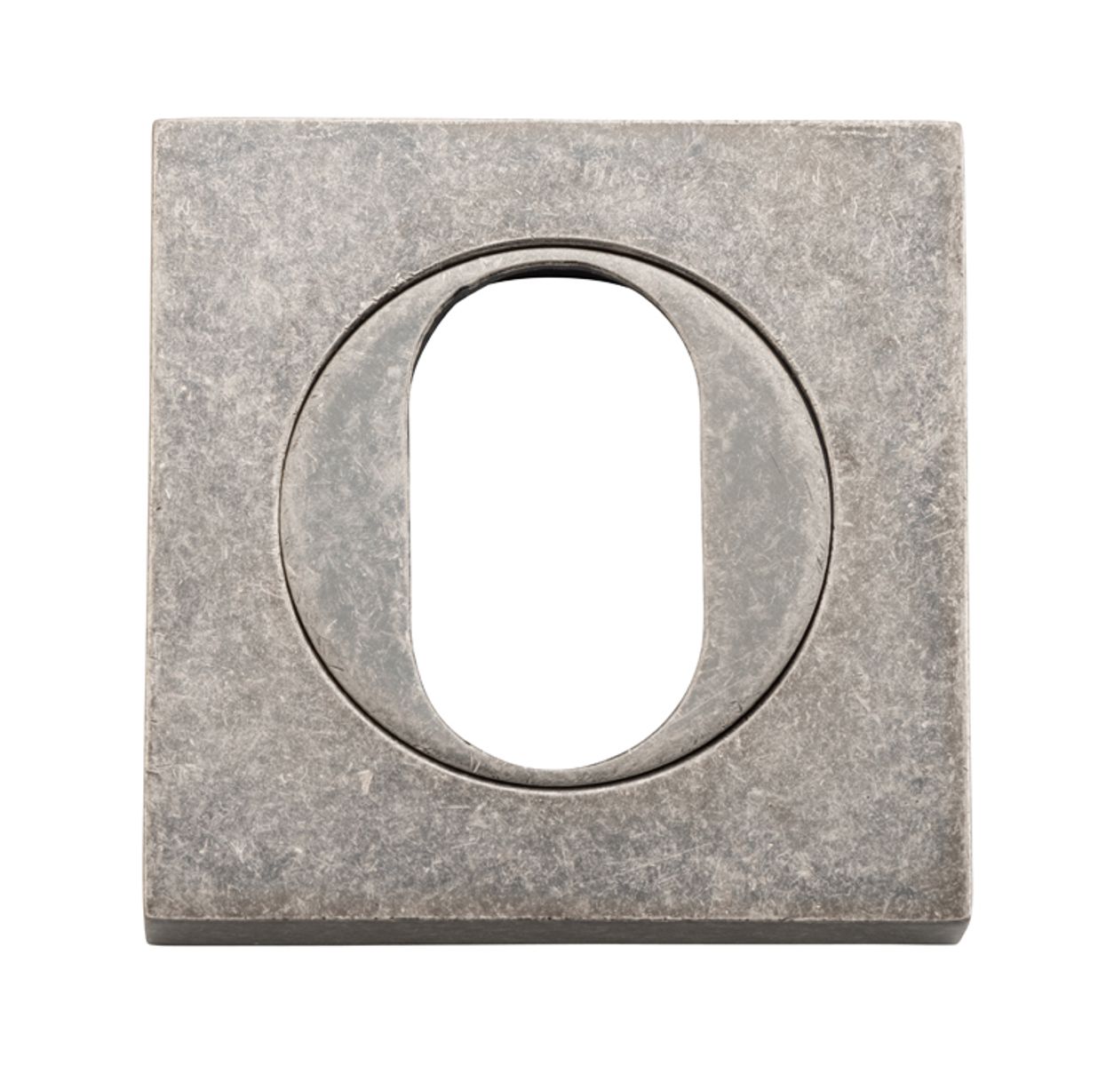 20107 - Oval Escutcheon -  Square - Distressed Nickel