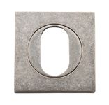 20107 - Oval Escutcheon -  Square - Distressed Nickel