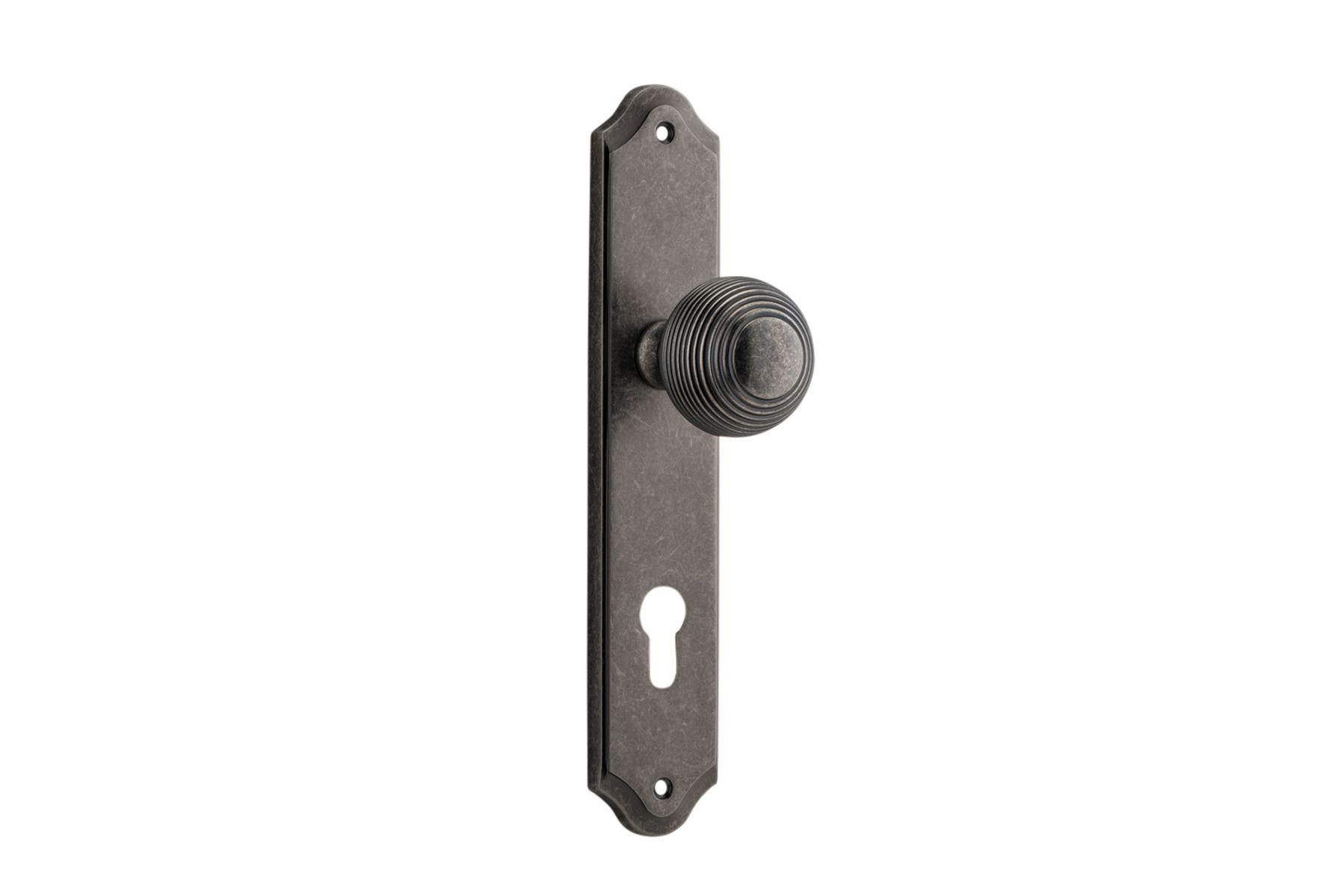 13830E85 - Guildford Knob - Shouldered Backplate - Distressed Nickel - Entrance