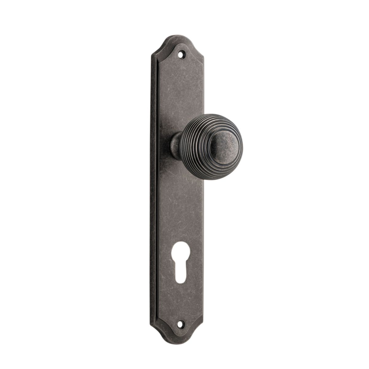 13830E85 - Guildford Knob - Shouldered Backplate - Distressed Nickel - Entrance