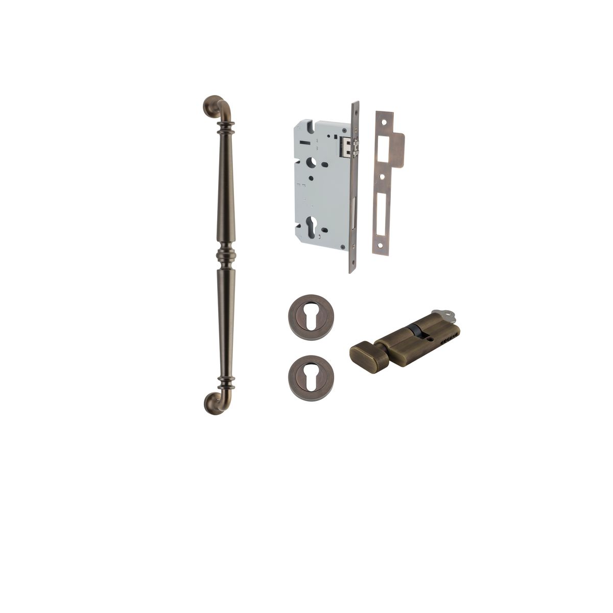 9381KENTR60KT - Sarlat Pull Handle - 450mm Entrance Kit with Separate High Security Lock - Signature Brass - Entrance