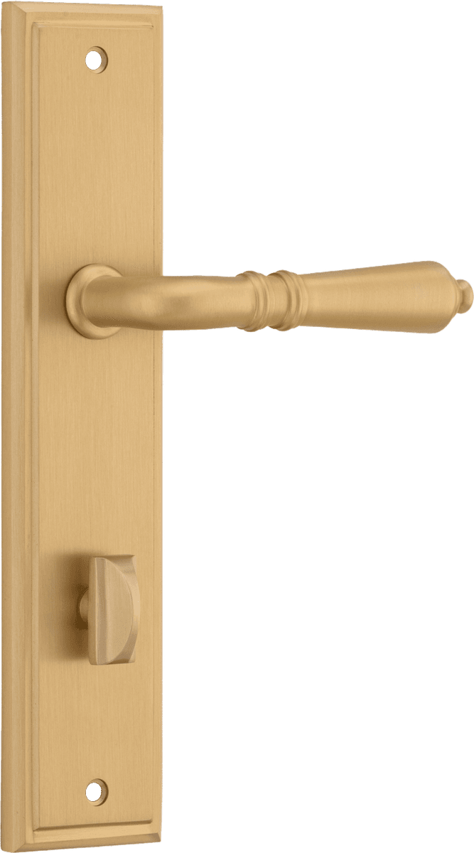 15736P85 - Sarlat Lever - Stepped Backplate - Brushed Brass - Privacy