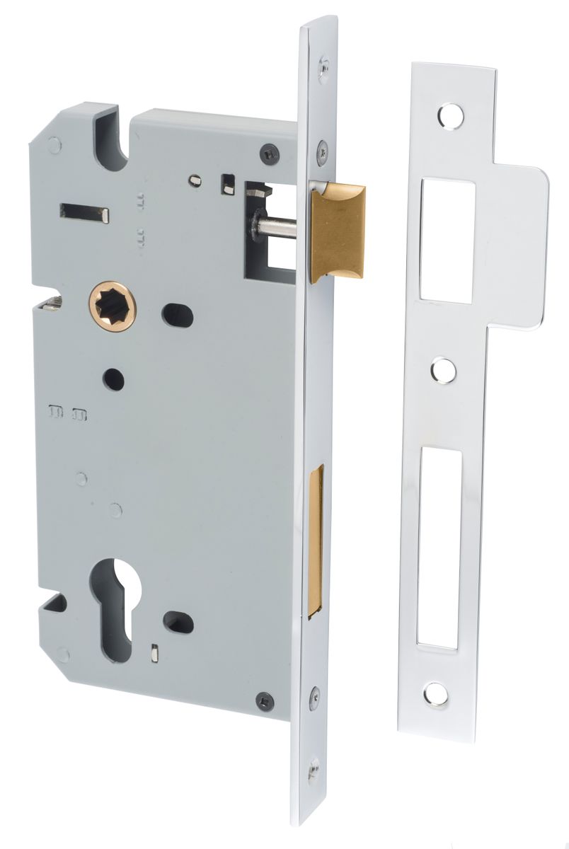 6051 - 85mm Euro Mortice Locks - 60mm Backset - Polished Chrome