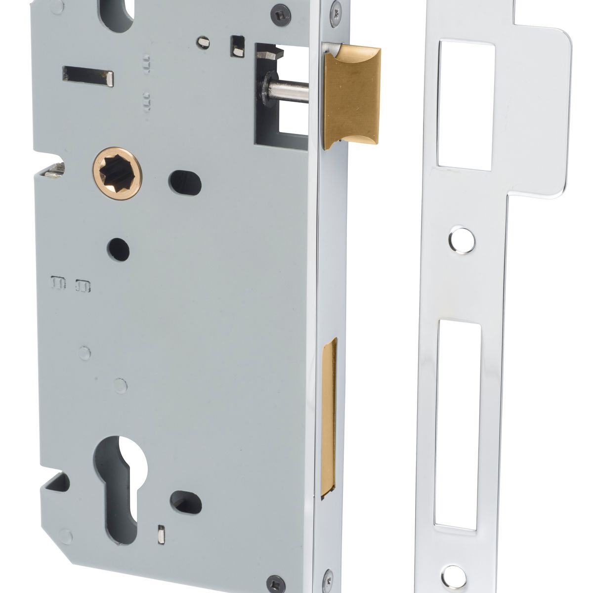 6051 - 85mm Euro Mortice Locks - 60mm Backset - Polished Chrome