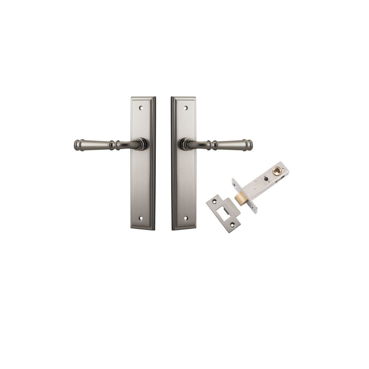 14742KPASS60 - Verona Lever - Stepped Backplate Passage Kit - Satin Nickel - Passage