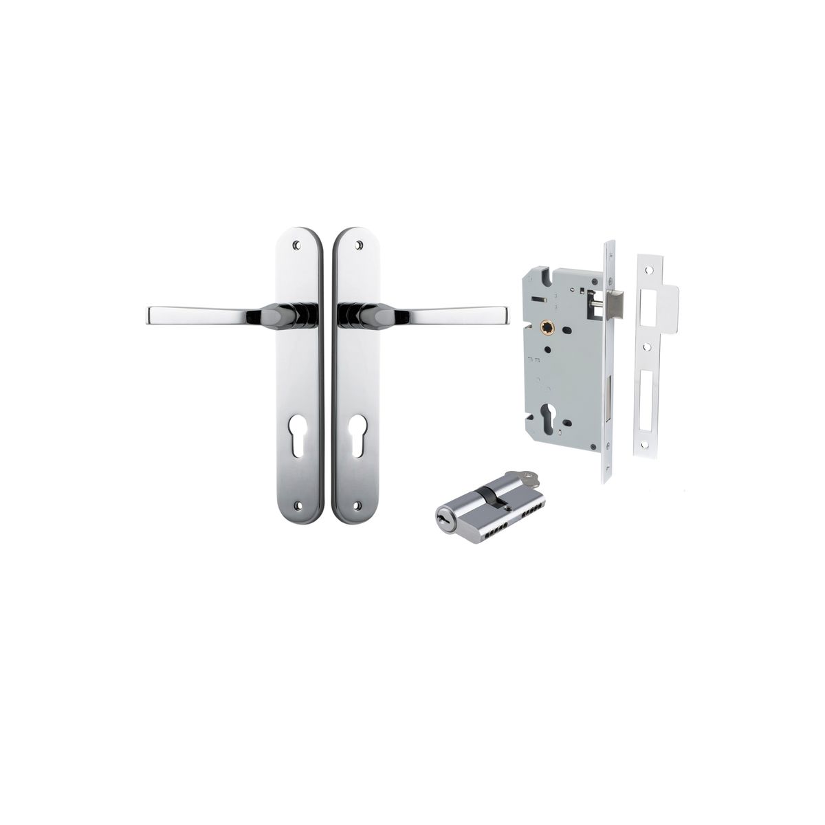 11732KENTR60KK - Annecy Lever - Oval Backplate Entrance Kit with High Security Lock - Polished Chrome - Entrance