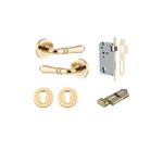 9200KENTR60KT - Sarlat Lever - Round Rose Entrance Kit with Separate High Security Lock - Polished Brass - Entrance