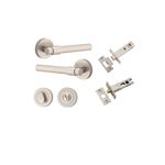 20629KPRIV60 - Helsinki Lever - Round Rose Privacy Kit with Separate Privacy Turn - Satin Nickel - Privacy