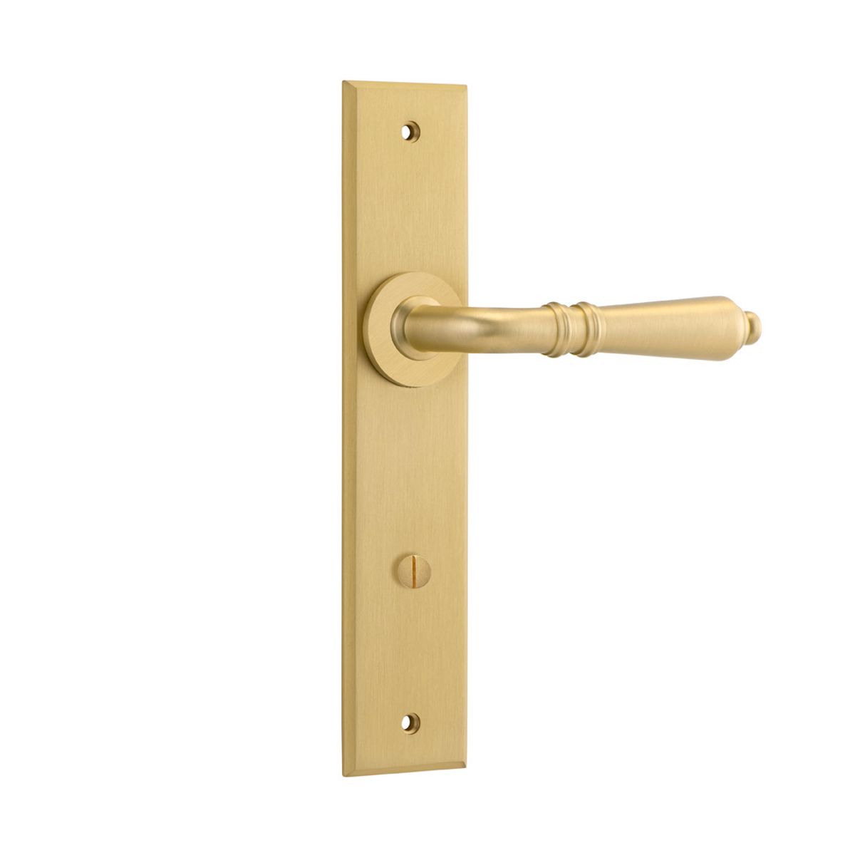 16214P85 - Sarlat Lever - Chamfered Backplate - Brushed Gold PVD - Privacy