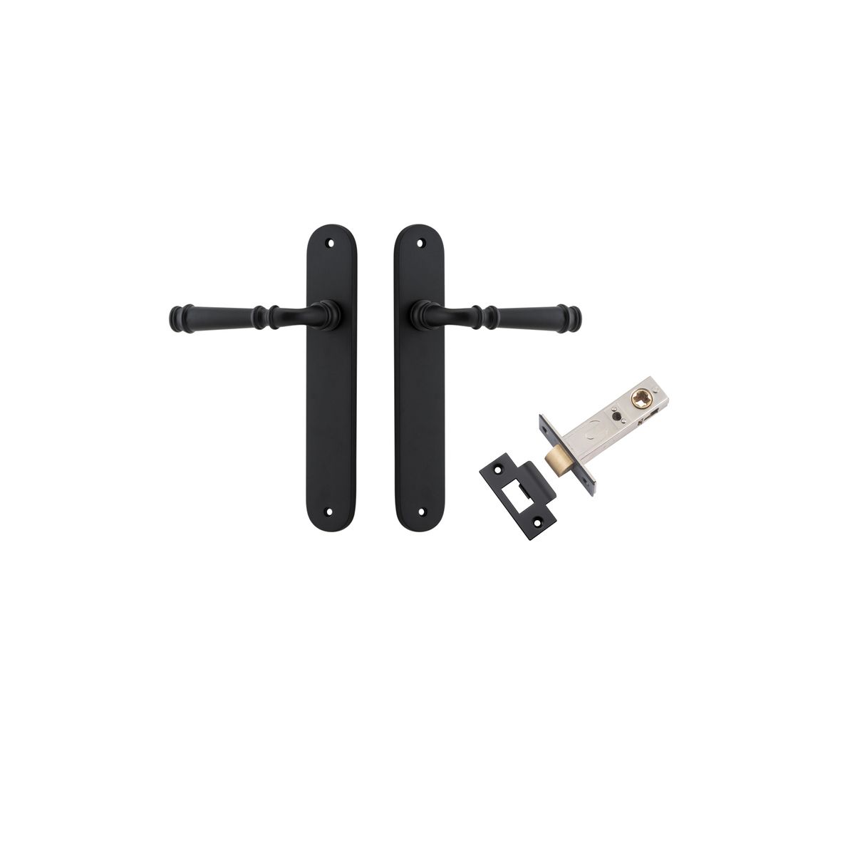 12730KPASS60 - Verona Lever - Oval Backplate Passage Kit - Matt Black - Passage