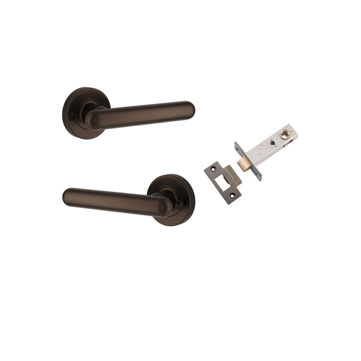 24002KIBPRIV60 - Puerto Lever - Round Rose (Inbuilt Privacy) - Signature Brass - Privacy