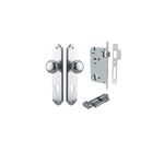 12328KENTR60KT - Cambridge Knob - Shouldered Backplate Entrance Kit with High Security Lock - Brushed Chrome - Entrance