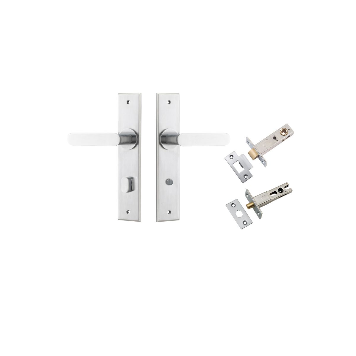 12284KPRIV60 - Bronte Lever - Chamfered Backplate Privacy Kit with Privacy Turn - Brushed Chrome - Privacy