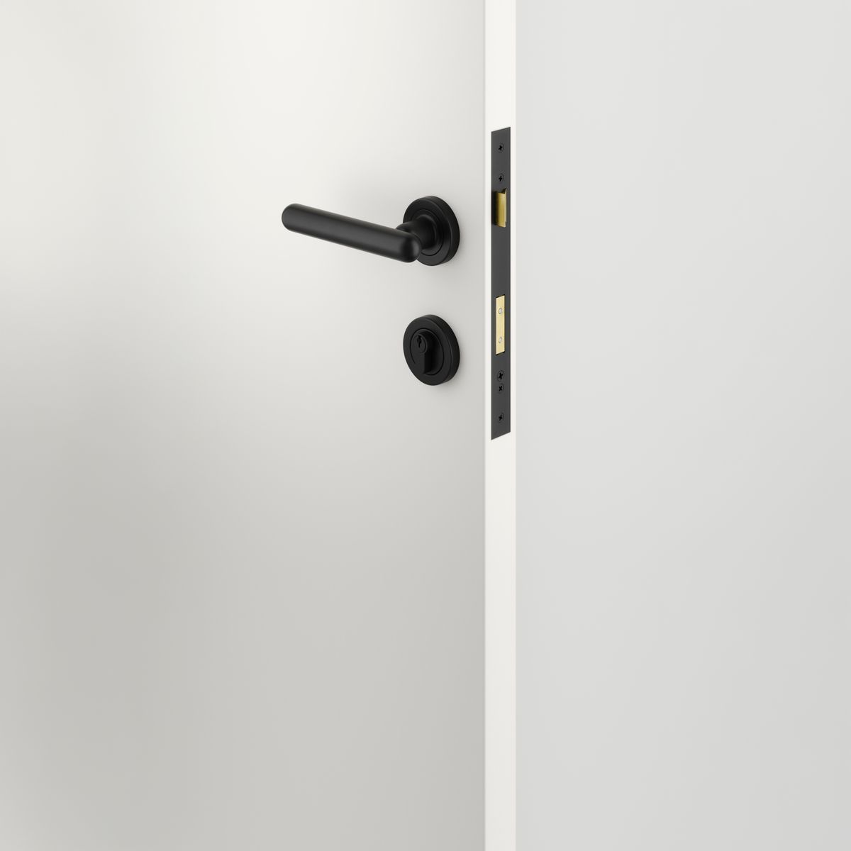 24003KENTR60KK - Puerto Lever - Round Rose Entrance Kit with Separate High Security Lock - Matt Black - Entrance
