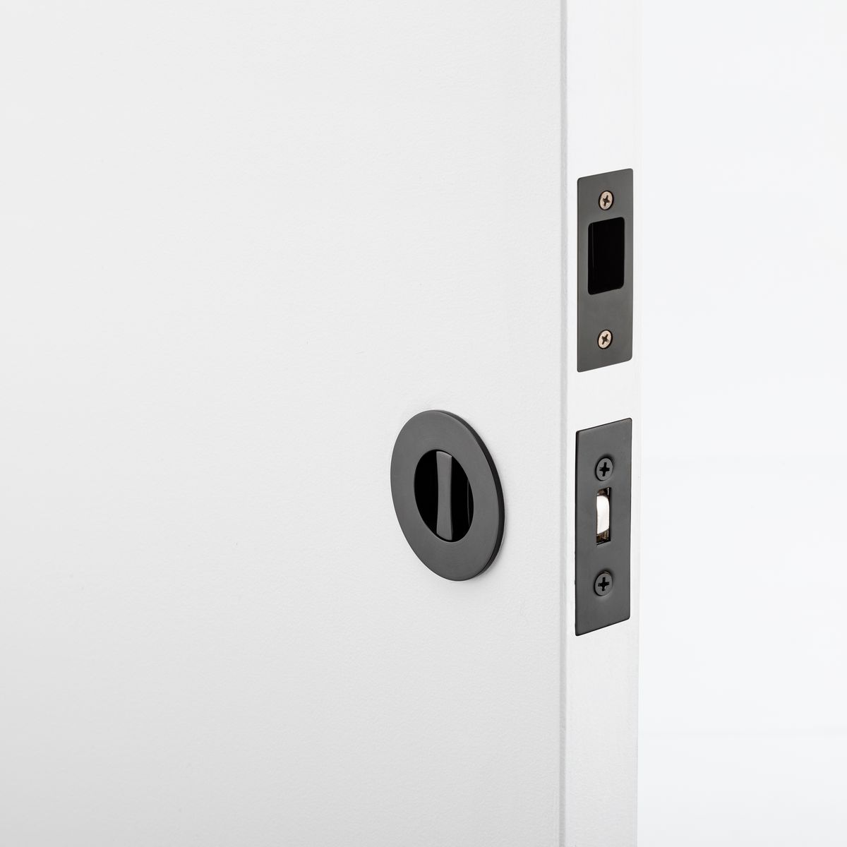 21433 - Round Sliding Door Pull Privacy Kit with Inbuilt Privacy Turn - Matt Black - Privacy