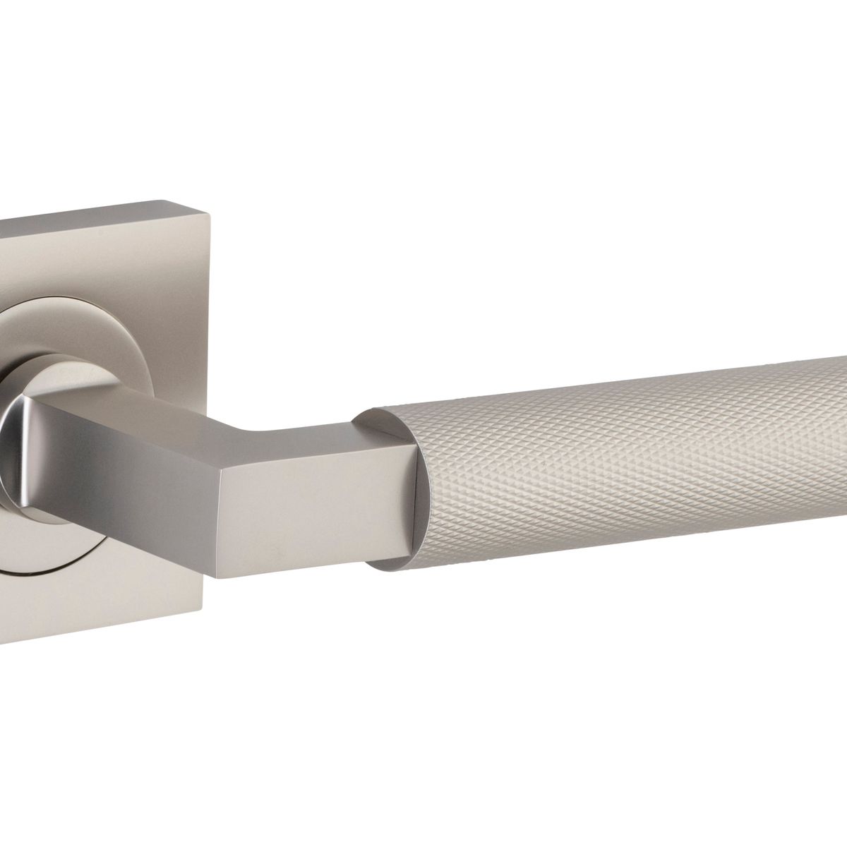 0429 - Brunswick Lever - Square Rose - Satin Nickel - Passage