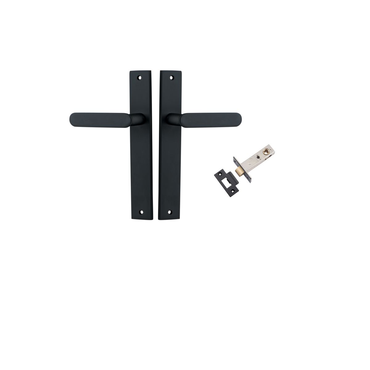 12748KPASS60 - Bronte Lever - Rectangular Backplate Passage Kit - Matt Black - Passage
