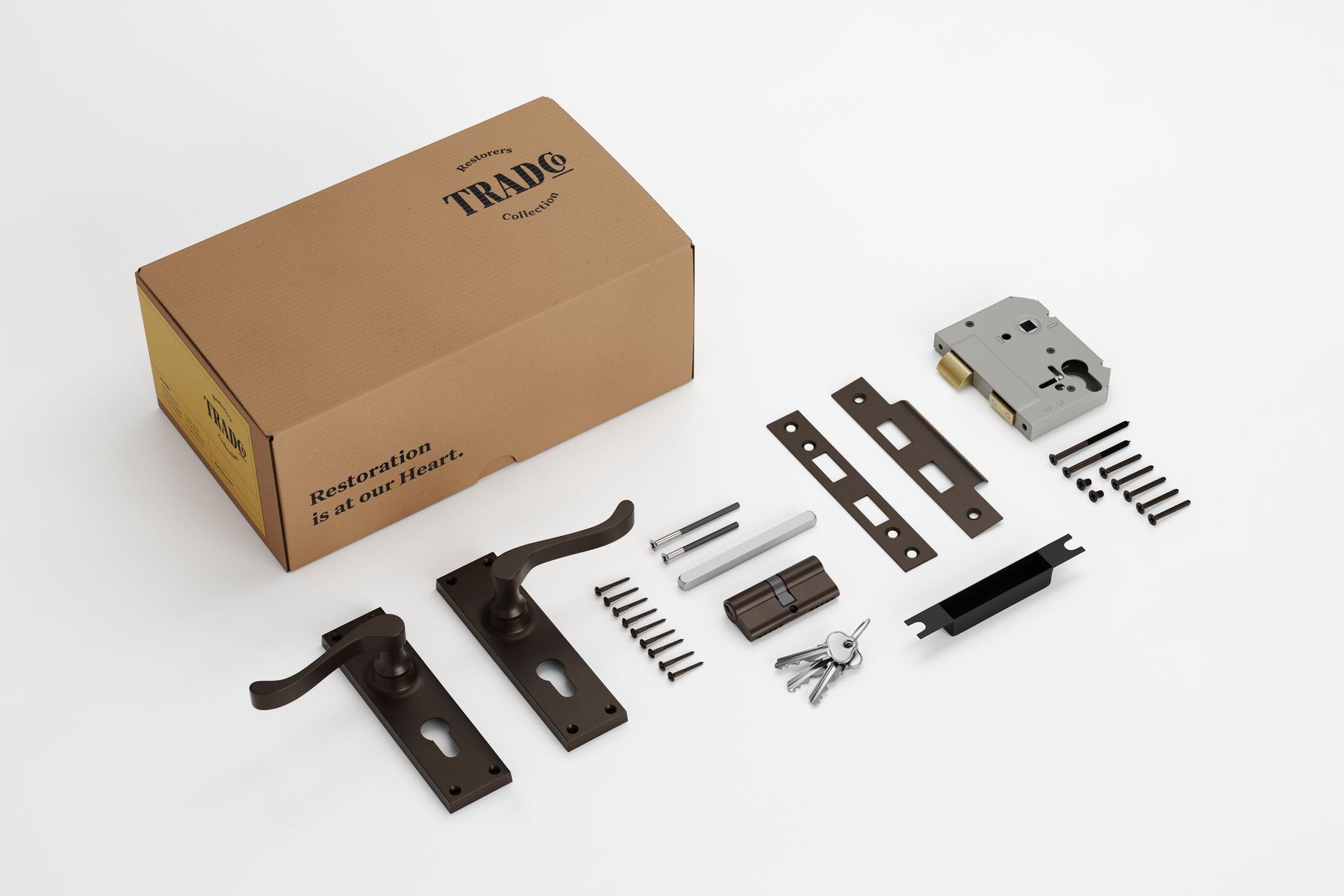 Victorian Lever - Long Backplate Entrance Set with High Security Lock