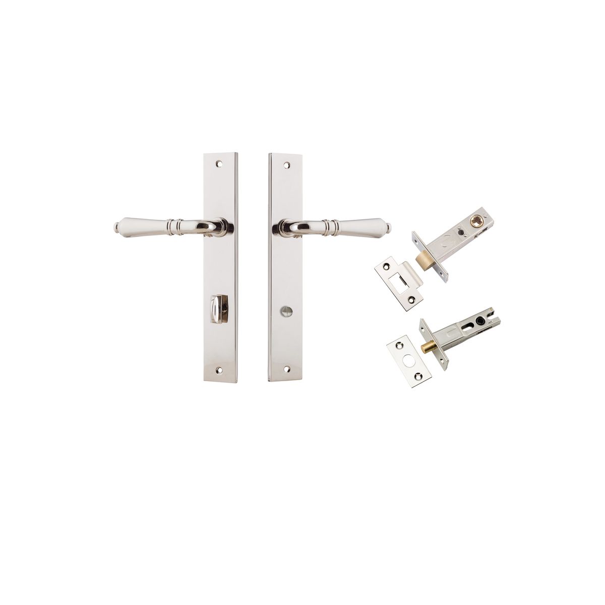 14200KPRIV60 - Sarlat Lever - Rectangular Backplate Privacy Kit with Privacy Turn - Polished Nickel - Privacy