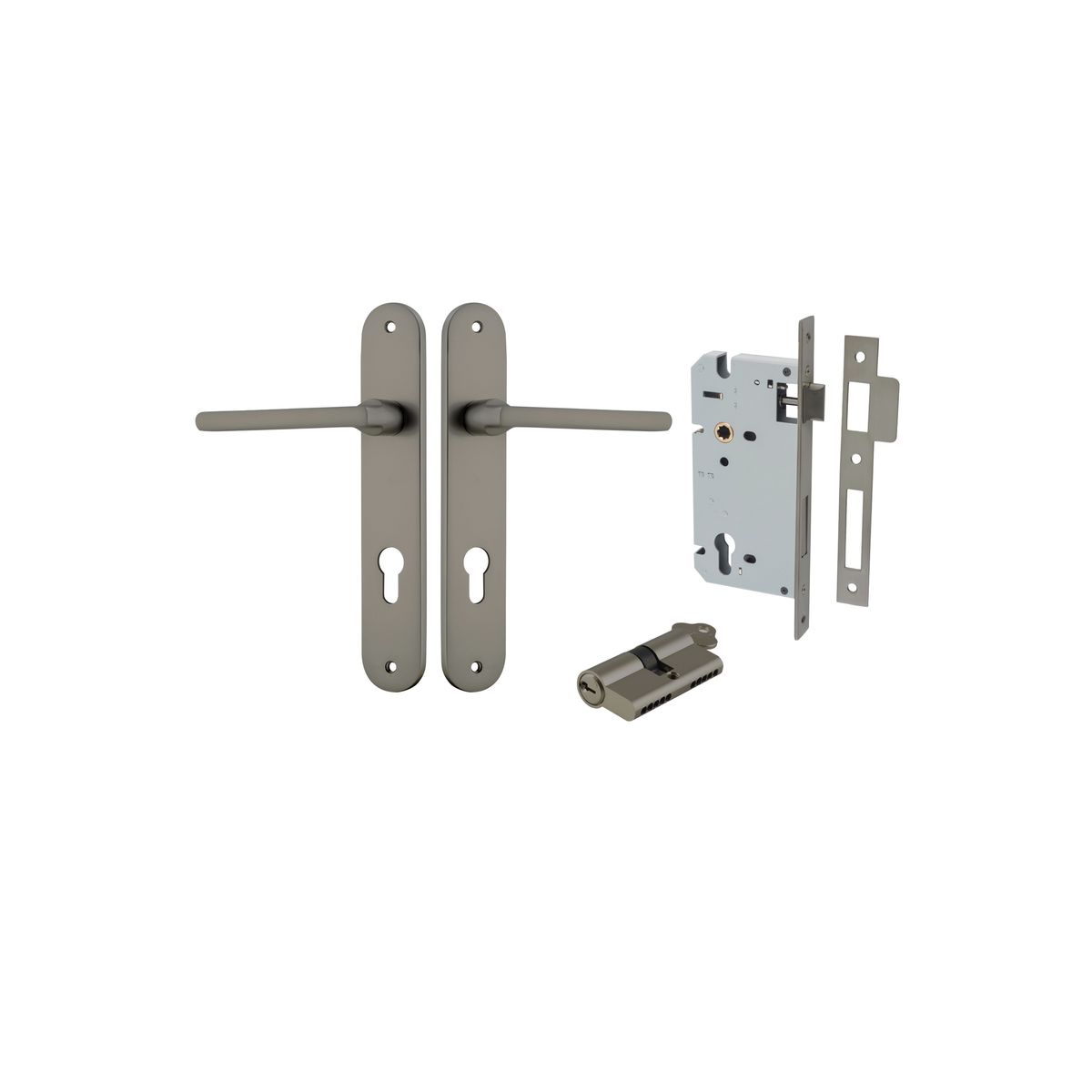 16726KENTR60KK - Baltimore Lever - Oval Backplate Entrance Kit with High Security Lock - Graphite PVD - Entrance