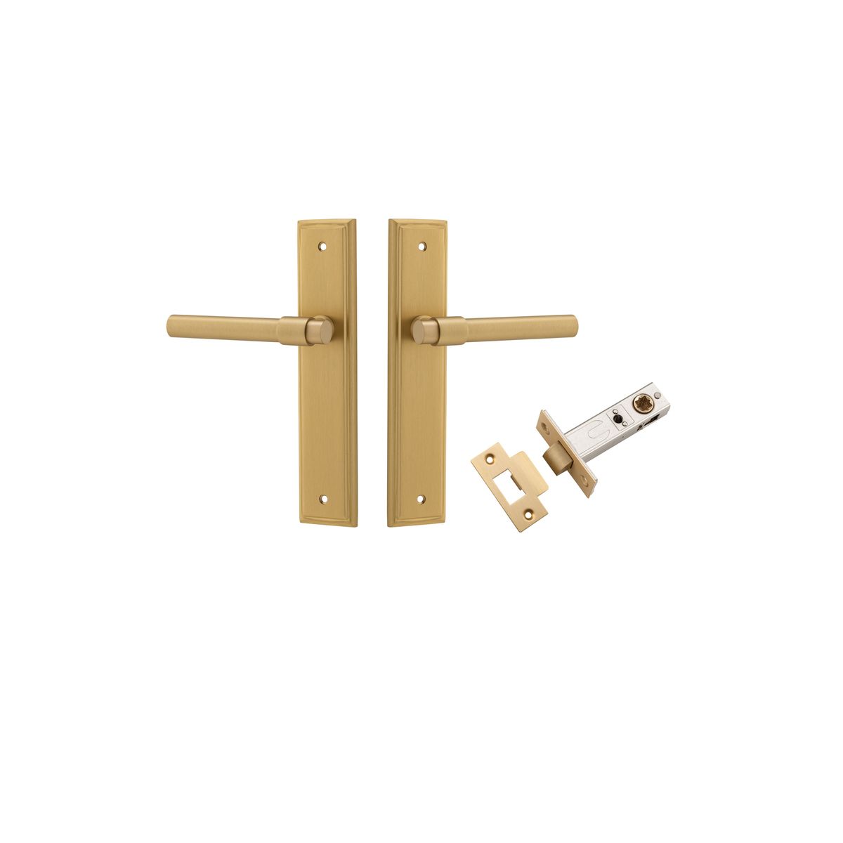 15402KPASS60 - Helsinki Lever - Stepped Backplate Passage Kit - Brushed Brass - Passage
