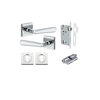 Copenhagen Lever - Square Rose Entrance Kit with Separate High Security Lock