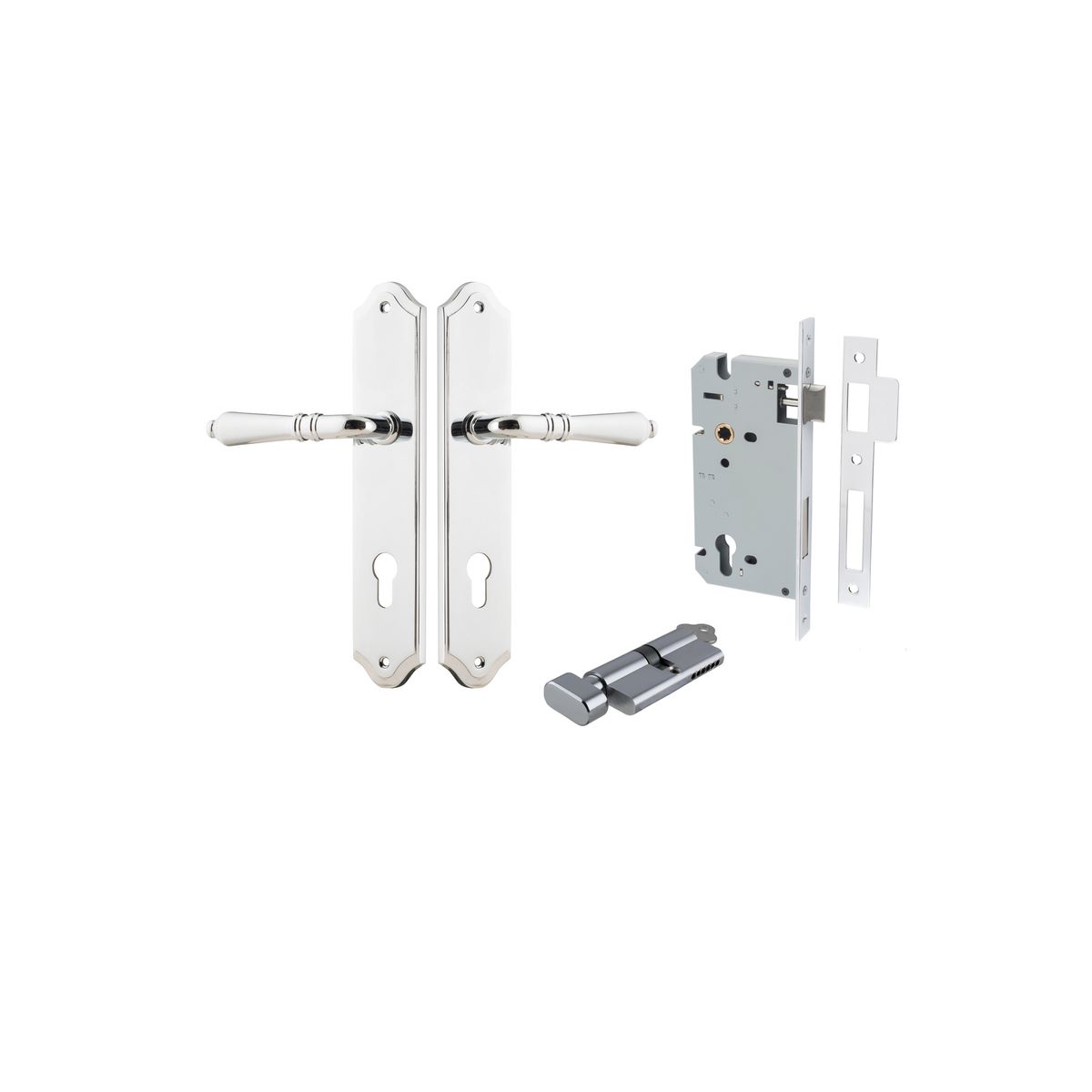 11712KENTR60KT - Sarlat Lever - Shouldered Backplate Entrance Kit with High Security Lock - Polished Chrome - Entrance