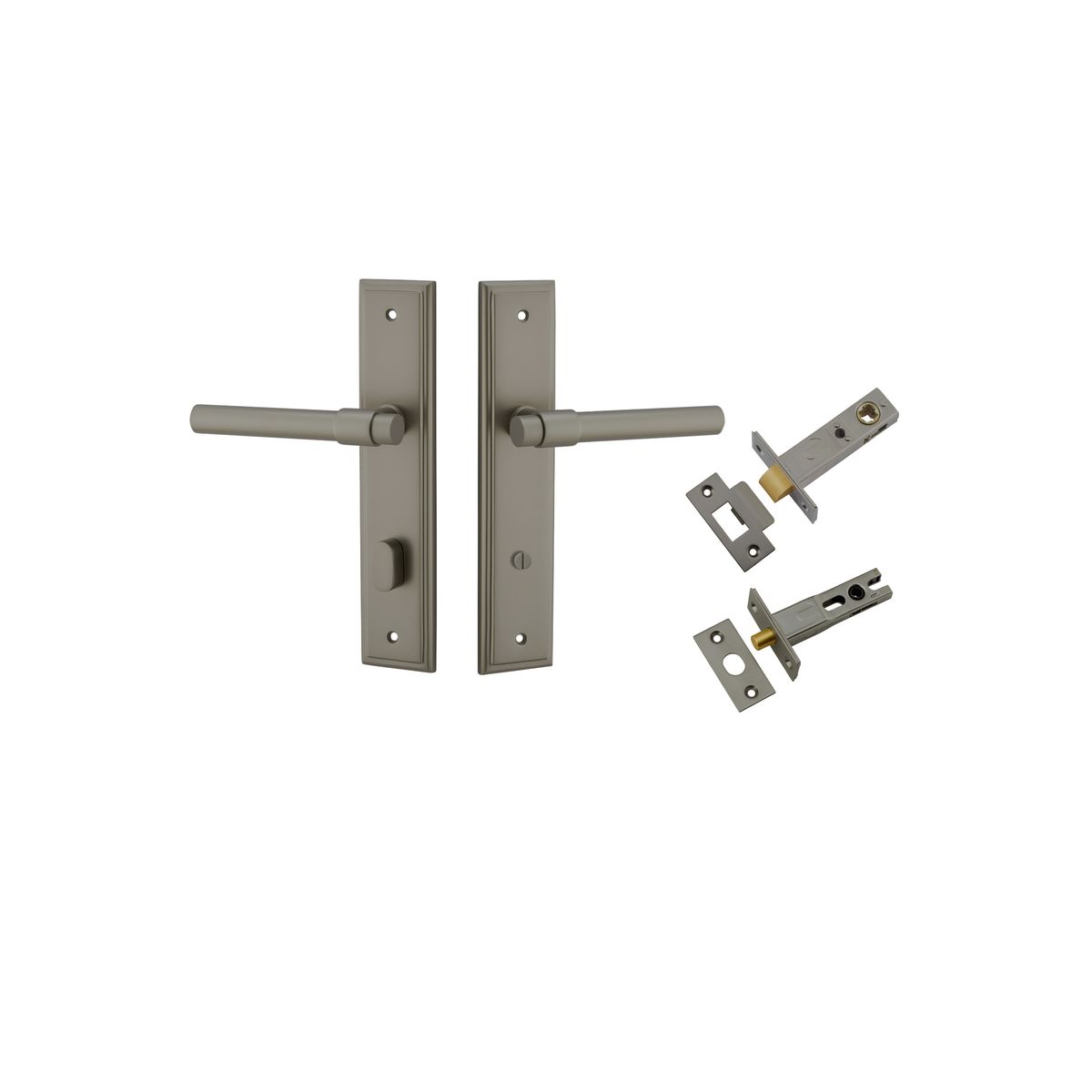 16602KPRIV60 - Helsinki Lever - Stepped Backplate Privacy Kit with Privacy Turn - Graphite PVD - Privacy
