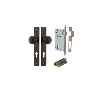 Guildford Knob - Rectangular Backplate Entrance Kit with High Security Lock