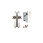 14330KENTR60KK - Guildford Knob - Shouldered Backplate Entrance Kit with High Security Lock - Polished Nickel - Entrance